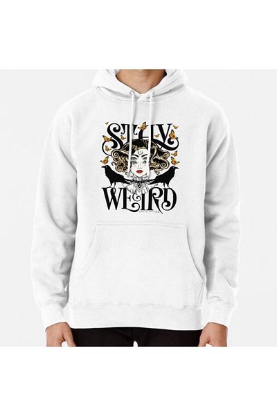 Hvit Stein Rose și The Ravens {Stay Weird} - Hanorac cu imprimeu colorat