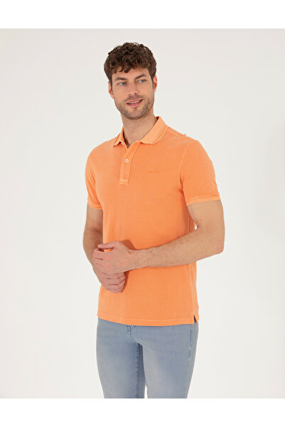 Pierre Cardin Πορτοκαλί εφαρμοστό μπλουζάκι με λαιμόκοψη 50264742-VR053