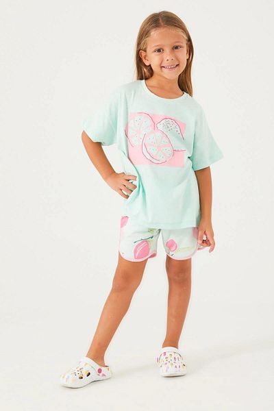 ROLY POLY 3086 Mint Cotton Mother Girl Shorts Set