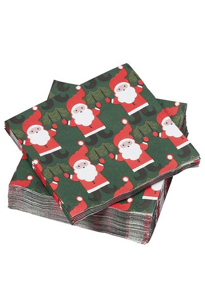 değer New Year's Santa Claus Patterned - 33X33 Cm, 3 Layer Napkin, 30 Pieces Party Table Decoration