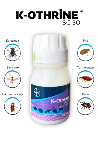 Bayer K-Othrine® SC 50 50ml Selim Tarım Sinek-Hamamböceği-Pire-Tahtakurusu-Kene İlacı