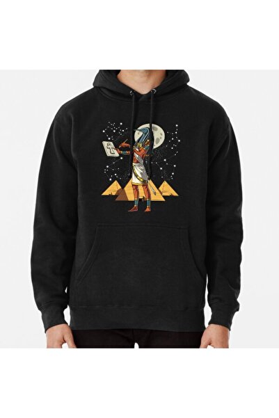 Hvit Stein سويت شيرت مطبوع عليه الإله المصري