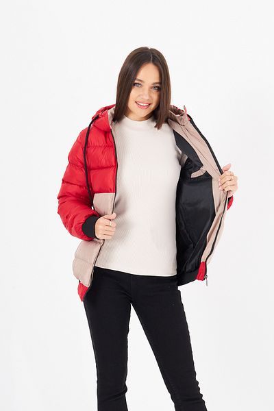 CrazyShopping Women's Jesika Fabric Garnished Zippered Hooded Puffer Jacket