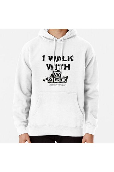 Hvit Stein I WALK WITH WASD (And Sprint with Shift) Hanorac imprimat