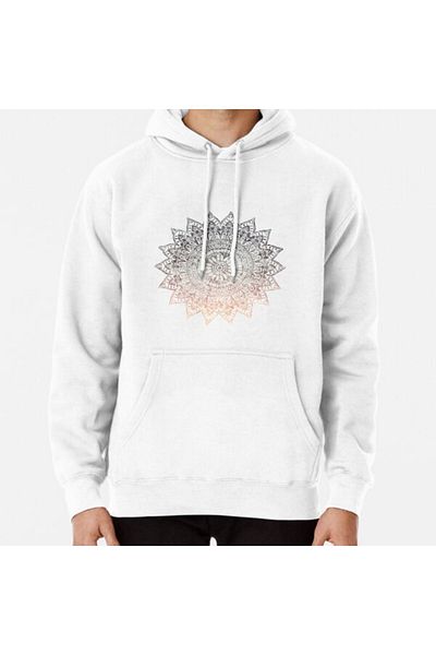 Hvit Stein Hanorac imprimat BOHEMIAN HYGGE MANDALA