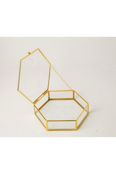 By Ayça Vardan Glass Box Hexagonal Chocolate, Jewelry and Decor 20X20X5 cm