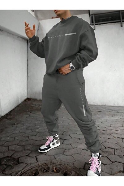 ORLONTEX Σετ ανδρικής φόρμας Smoke Grey Balance ριγέ Oversize