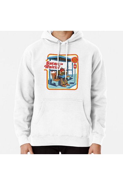 Hvit Stein Satan Is Waitin' Printed Sweatshirt