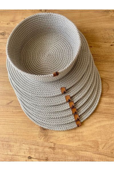 MS Glassware Καλάθι ψωμιού 7 τεμαχίων Platter Grey Wicker House - American Service