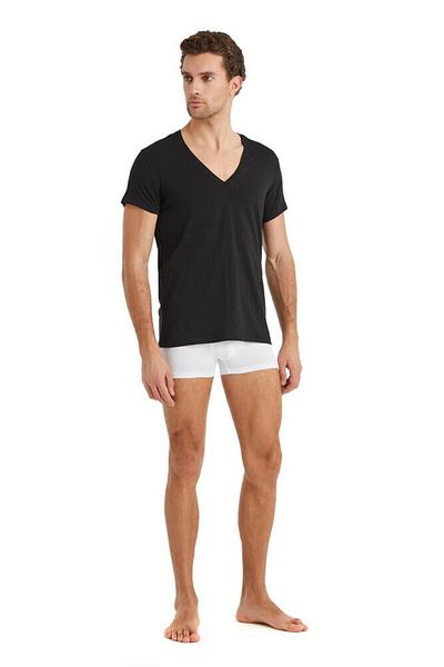 Blackspade 9212 White Cotton Deep V-Neck Short Sleeve Men's T-shirt