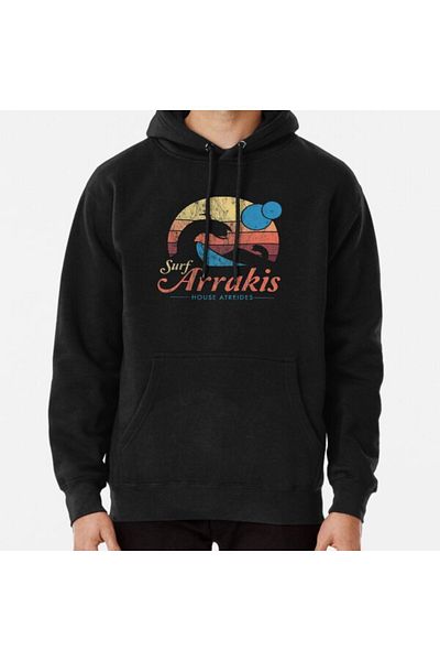 Hvit Stein Arrakis Flat Surf - Суитшърт с винтидж научнофантастичен принт