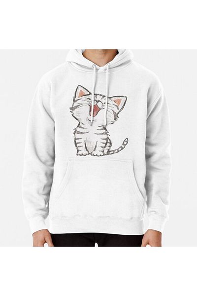 Hvit Stein Φούτερ με στάμπα American Shorthair happy