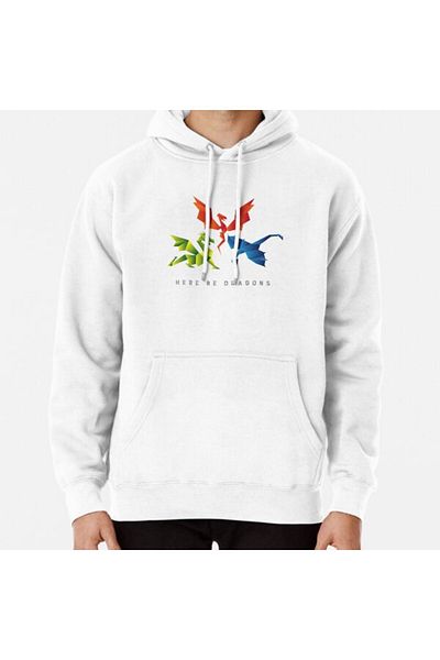 Hvit Stein Scp-1762 Where the Dragons Went Origami Style Dragons Printed Sweatshirt