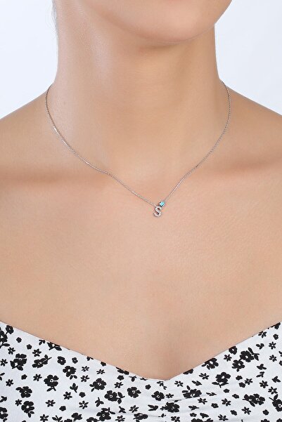 SARIASLAN Rodyumlu S Harfli 925 Ayar Gümüş Kadın Kolye