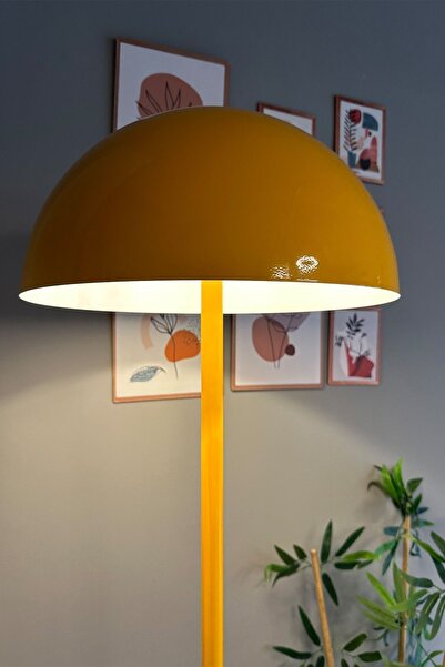 Bamyum Sarı Lambader Modern Dekoratif Metal Salon Hol Çalışma Odası Zemin Lambası 170 Cm Kablo