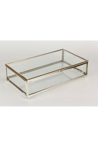 By Ayça Vardan 25X15X5 cm Silver Colored Glass Box Chocolate - Jewelry and Decor