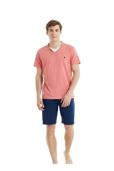 Blackspade 30832 Tile Short Sleeve V-Neck Men's Shorts Set