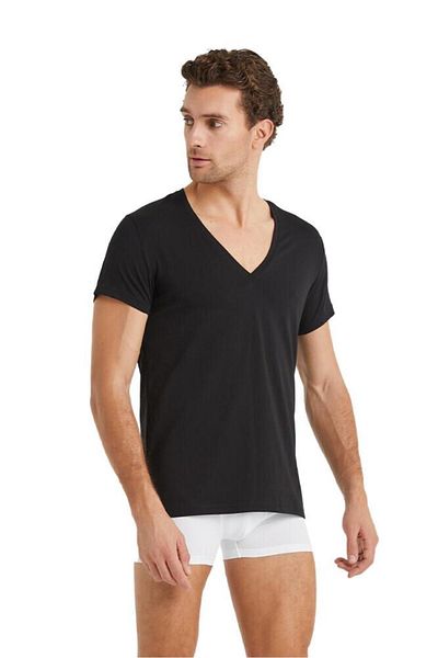 Blackspade 9212 White Cotton Deep V-Neck Short Sleeve Men's T-shirt