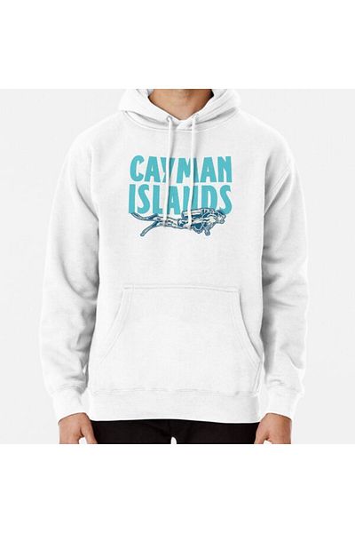 Hvit Stein Φούτερ με στάμπα κατάδυσης Cayman Islands