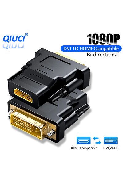 OUIO 1080P DVI to HDMI-Compatible Cable Adapter DVI Male to Female Bi-directional Connector Converter ...