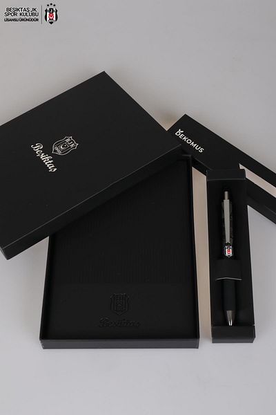 Beşiktaş Dekomus Licensed Beşiktaş Leather Agenda and Ballpoint Hybrid Pen Set