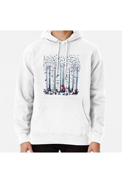 Hvit Stein Φούτερ με στάμπα The Birches (σε μπλε).