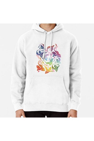 Hvit Stein Hanorac imprimat Dragon Fire Rainbow