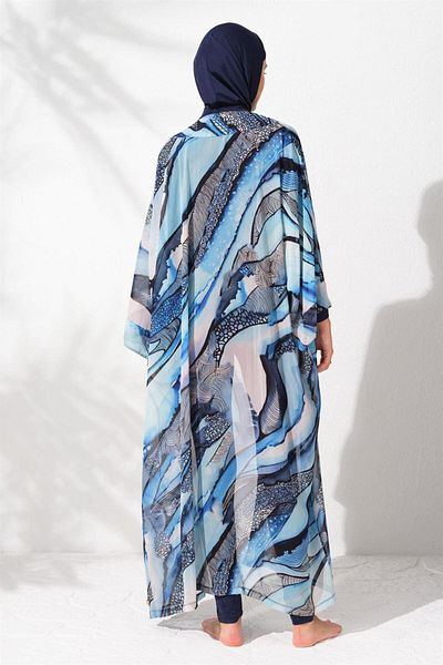 Pierre Cardin Blue Patterned Women's Kaftan Pareo - 2c3t1n9m80