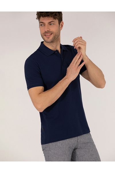 Pierre Cardin Μπλουζάκι Navy Blue Regular Fit Polo Neck Basic 50269604-vr033