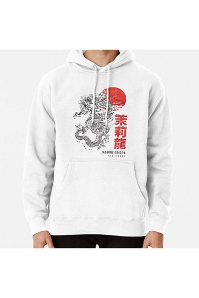 Hvit Stein Hanorac imprimat Jasmine Dragon Tea House