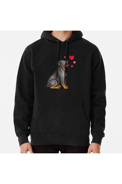 Hvit Stein Φούτερ με στάμπα Rottweiler love