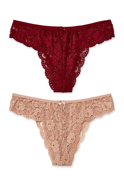 HNX Γυναικεία εσώρουχα 2 συσκευασιών Lace Plus Size ψηλόμεση