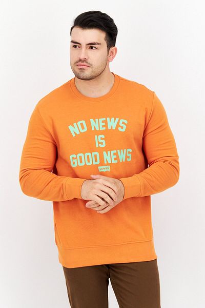 Levi's Men Crew Neck Graphic Long Sleeve Sweatshirt, Orange
