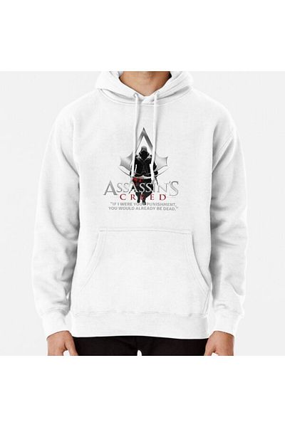 Hvit Stein assassins creed-επίσημη προσαρμογή-τέχνη θαυμαστών Φούτερ με στάμπα