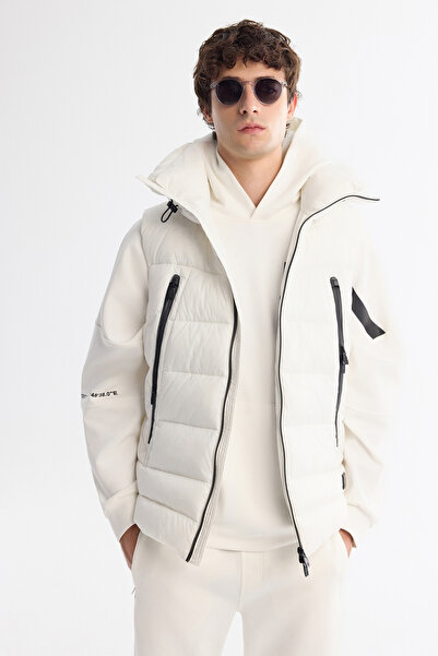 Avva Чоловічий білий капюшонний водовідштовхувальний вітрозахисний надувний жилет Comfort Fit A42Y6504