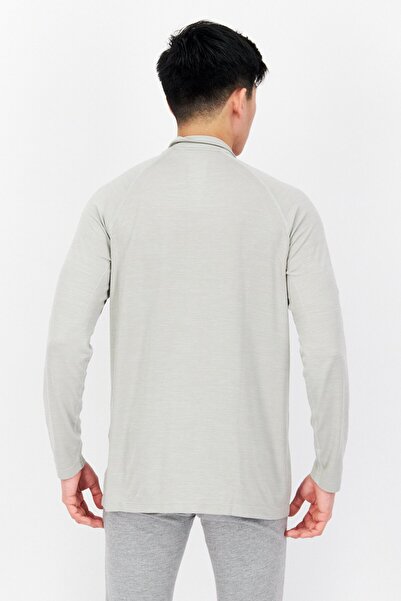 Lyle & Scott Men Mock Neck Heather Long Sleeve Half Zip Sweatshirts, Pebble Marl