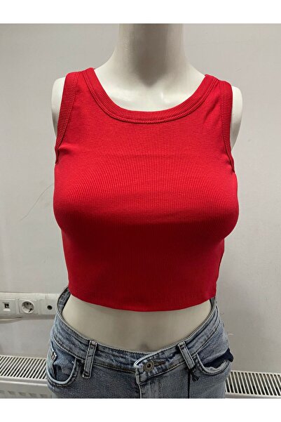 LADY HAZAL Червоний топ з круглим вирізом і товстими бретелями