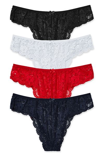 HNX 5-Piece Lace High Waist Large Size Brazilian Women's Panties