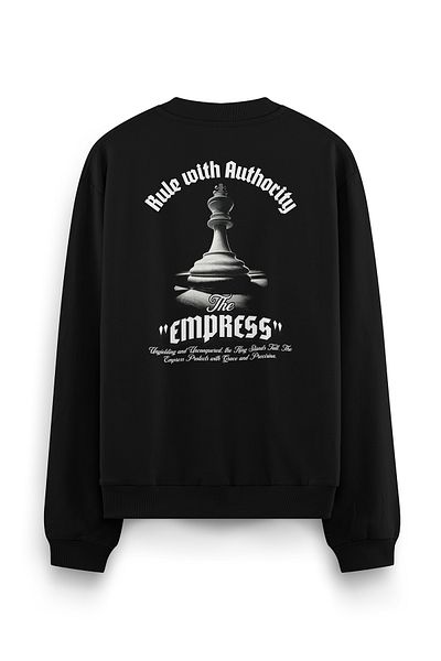 Overoz Черен оувърсайз суитшърт с щампа на шахматна част на гърба Empress S1196