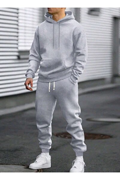 ORLONTEX Set de trening pentru bărbați, gri supradimensionat cu glugă