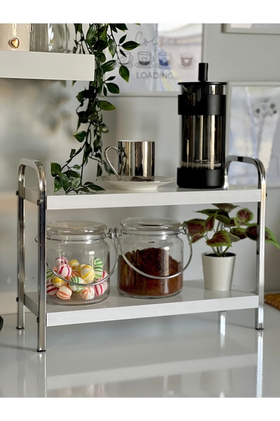 Benefse Mutfak Raf Krom Beyaz Tezgah Üstü Raf Kahve Köşesi Raf Banyo Raf Baha...