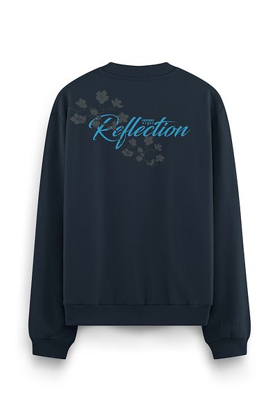 Overoz Albastru Noapte Oversize Night Flowers Hanorac cu litere imprimat pe spate Oversize S1204