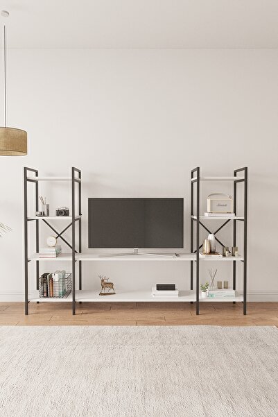 Mobitopya Nilamu Beyaz Tv Ünitesi, Açık Raf, Kitaplık, Ofis, Ev, Salon, Tv Se...