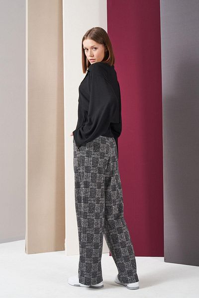 PJS Set sport cu pantaloni largi în carouri cu buzunare pentru femei