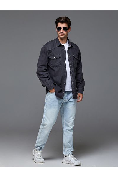 muzzo jeans Oversize γκρι τζιν μπουφάν
