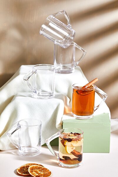 Lora Bianca طقم أكواب ليترا 6 قطع للشاي/القهوة/المشروبات الغازية