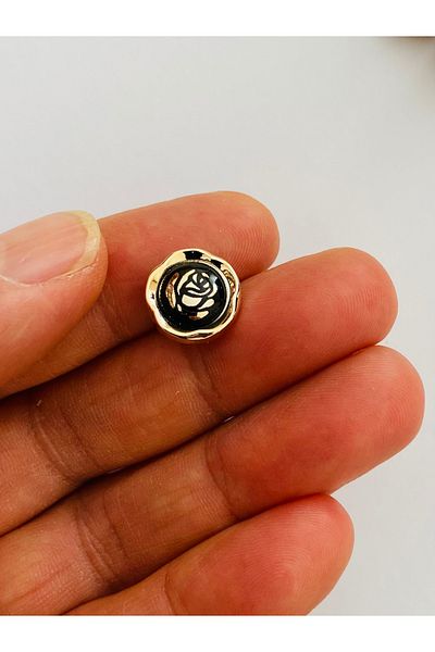 Öztürk Metalized Button with Stone Sew-On Bottom 1.3cm (13mm) Pack of 6. Color: Batik Yellow/Silver. No:1