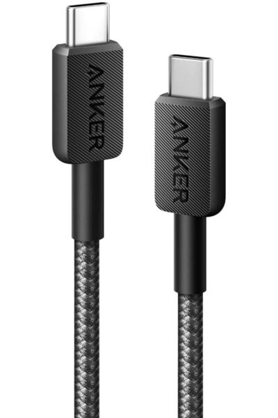 Anker كابل شحن 322 USB-C إلى USB-C (3 أقدام، مضفر من النايلون)، شحن ومزامنة، أسود