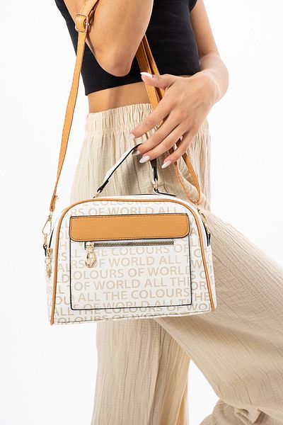 Reddington Geantă albă pentru femei - 3 compartimente, curea lungă, geantă crossbody