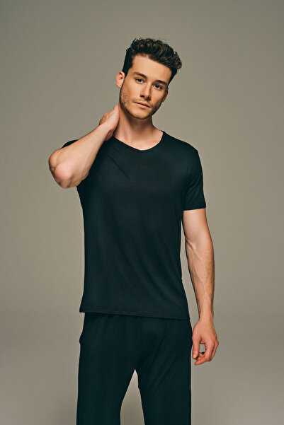 Syah Erkek Basic Modal V Yaka Kısa Kollu T-shirt